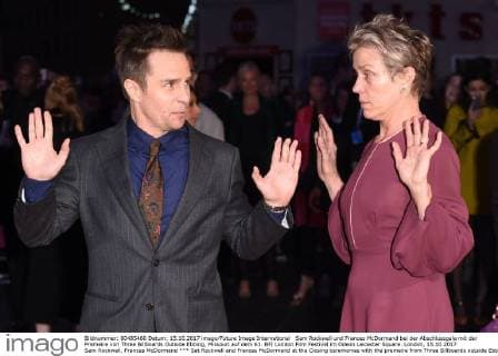 Sat Rockwell and Frances McDormand at the Closing ceremonies with the premeire from Three Billboards outside Ebbing Missouri on the 61 BFI London Film Festival in Odeon Leicester Square London 15 10 2017 Sat Rockwell Frances McDormand  Foto:xS.xVasx xFuturexImage