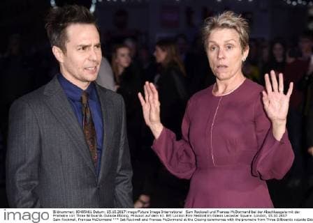 Sat Rockwell and Frances McDormand at the Closing ceremonies with the premeire from Three Billboards outside Ebbing Missouri on the 61 BFI London Film Festival in Odeon Leicester Square London 15 10 2017 Sat Rockwell Frances McDormand  Foto:xS.xVasx xFuturexImage