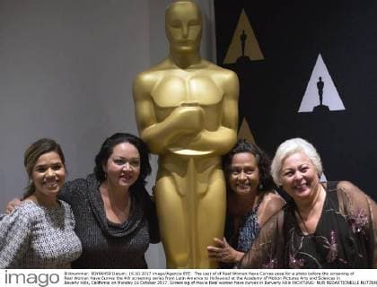 The cast of of Real Women Have Curves pose for a photo before the screening of Real Women Have Curves the 4th screening series from Latin America to Hollywood at the Academy of Motion Pictures Arts and Sciences in Beverly Hills, California on Monday 16 October 2017. Screening of movie Real women have curves in Berverly Hills !ACHTUNG: NUR REDAKTIONELLE NUTZUNG!  Copyright: xSAALIKxKHANx EU01 20171017-636438162934785446