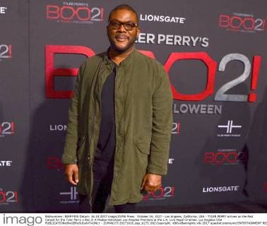 October 16, 2017 - Los Angeles, California, USA - TYLER PERRY arrives on the Red Carpet for the Tyler Perry s Boo 2! A Madea Halloween Los Angeles Premiere at the L.A. Live Regal Cinemas. Los Angeles USA - ZUMAb173 20171016_zap_b173_002 Copyright: xBillyxBennightx