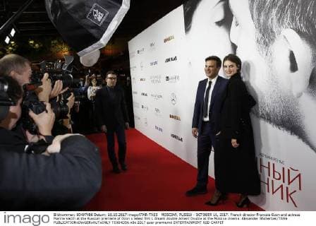 MOSCOW, RUSSIA - OCTOBER 16, 2017: French director Francois Ozon and actress Marine Vacth at the Russian premiere of Ozon s latest film L Amant double Amant Double at the Moskva cinema. Alexander Shcherbak TASS  TS064D5A