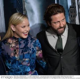 Cast members Abbie Cornish and Gerard Butler attend the premiere of the sci-fi motion picture thriller Geostorm at the TCL Chinese Theatre in the Hollywood section of Los Angeles on October 16, 2017. Storyline: When the network of satellites designed to control the global climate start to attack Earth, it s a race against the clock to uncover the real threat before a worldwide geostorm wipes out everything and everyone.  LAP2017101637 JIMxRUYMEN
