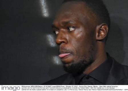 October 17, 2017 - Mexico City, Mexico, Mexico - Usain Bolt retired Jamaican sprinter and An eight-time Olympic gold medalist attending a photocall to promote the Hublot Watch. With the medals won in the Olympic Games will be made a special edition of a watch on October17, 2017 in Mexico City, Mexico Mexico City Mexico  - ZUMAn230 20171017_zaa_n230_350 Copyright: xCarlosxTischlerx