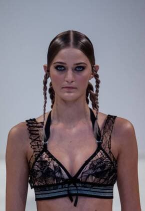 October 15, 2017 - Budapest, Hungary - Model displays a creation by Hungarian designer Illuxtrat - MeszoÂ¡ros Lucia during Mercedes-Benz Fashion Week Central Europe on Oct 15, 2017 at Museum of Applied Arts in Budapest, Hungary. Budapest Hungary  - ZUMAn230 20171015_zaa_n230_528 Copyright: xRobertxSzaniszlox