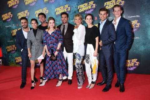 Aram Arami Gizem Emre Bora Dagtekin Jella Haase Elyas M«Barek Uschi Glass Lena Schömann Lucas Reiber and Max from the Groeben at the Fack JU Göhte 3 Film Premiere at 22 10 2017 in Munich Fack JU Goehte 3 Film premiere in Munich 2017