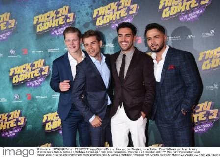 Max from the Groeben Lucas Reiber Elyas M«Barek and Aram Arami World premiere Fack JU Göhte 3 Mathäser Filmpalast Film Cinema Television Munich 22 October 2017
