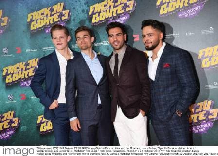 Max from the Groeben Lucas Reiber Elyas M«Barek and Aram Arami World premiere Fack JU Göhte 3 Mathäser Filmpalast Film Cinema Television Munich 22 October 2017