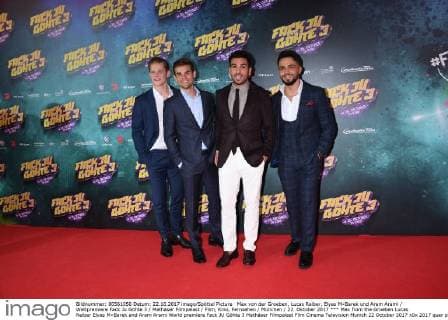 Max from the Groeben Lucas Reiber Elyas M«Barek and Aram Arami World premiere Fack JU Göhte 3 Mathäser Filmpalast Film Cinema Television Munich 22 October 2017