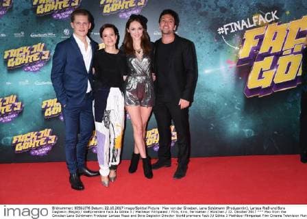 Max from the Groeben Lena Schömann Producer Larissa Riess and Bora Dagtekin Director World premiere Fack JU Göhte 3 Mathäser Filmpalast Film Cinema Television Munich 22 October 2017