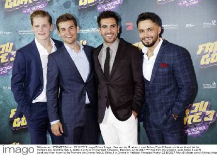 Max from the Groeben Lucas Reiber Elyas M Barek and Aram Arami at the Premiere the Cinema Fack JU Göhte 3 in Cinema in Mathäser Filmpalast Munich 22 10 2017 Foto:xD.xBedrosianx xFuturexImage