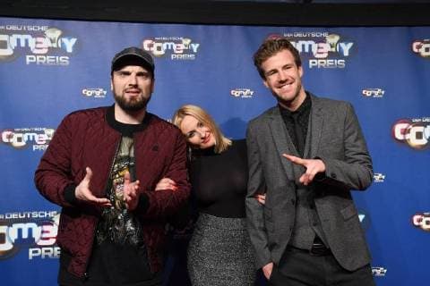 Comedian Ingmar Stadelmann with Girlfriend Natalia and Luke Mockridge r , at 24 10 2017 in Cologne to award Ceremony the German Comedy price 2017