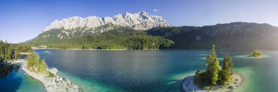 Air intake Eibsee with and Zugspitze Weather Stone Mountain at Grainau Upper Bavaria Bavaria Germany Europe Copyright: imageBROKER/MoritzxWolf ibxmmw04580794.jpg