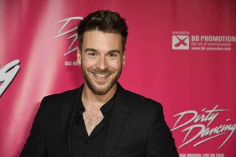 presenter Eric Schroth , at 26 10 2017 in Cologne to German premiere the Musical Dirty Dancing