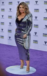 Singer Chiquis Rivera arrives for the Latin American Music Awards 2017 at Hollywood s Dolby Theatre in Los Angeles on October 26, 2017.  LAP20171026857 CHRISTINExCHEW