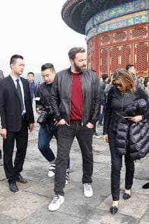 American actor and director Ben Affleck, center, visits the Temple of Heaven in heavy smog in Beijing, China, 27 October 2017. Gal Gadot leads co-stars of movie Justice League to visit Temple of Heaven in heavy smog in Beijing  pbu701405_23