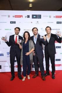 Karsten Rühle Eva Stadler Christian Honeck and Quirin mountain at the German Academy for Television award Ceremony and Award at 28 10 2017 in Cologne German Academy for Television award Ceremony Award in Cologne 2017
