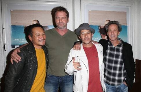 SANTA MONICA CA NOVEMBER 1 Takuji Masuda Gerard Butler Christian Hosoi Brian Grazer at the Los Angeles Premiere of documentary Bunker77 at the Aero Theater in Santa Monica California on November 1 2017 Copyright: xFayexSadoux