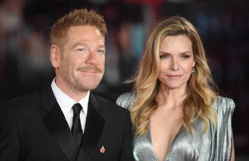 British actor Kenneth Branagh and American actress Michelle Pfeiffer attend the world premiere of Murder On The Orient Express at Royal Albert Hall in London on November 2, 2017.  LON20171102129 RUNExHELLESTAD
