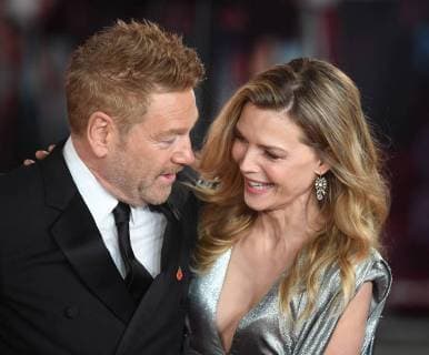 British actor Kenneth Branagh and American actress Michelle Pfeiffer attend the world premiere of Murder On The Orient Express at Royal Albert Hall in London on November 2, 2017.  LON20171102127 RUNExHELLESTAD