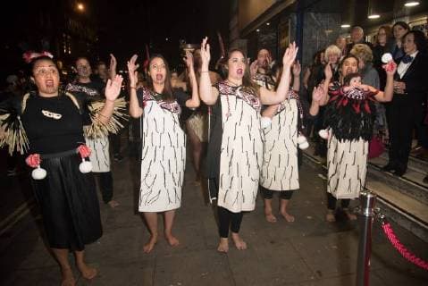The Stolen Premiere London.UK. Maoris perform the Haka at The World Premiere of The Stolen at The Odeon Covent Garden, London. 2nd November 2017. LMK370-S893-031117 