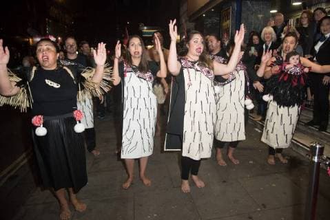 The Stolen Premiere London.UK. Maoris perform the Haka at The World Premiere of The Stolen at The Odeon Covent Garden, London. 2nd November 2017. LMK370-S893-031117 