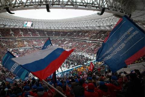 MOSCOW, RUSSIA - NOVEMBER 4, 2017: People attend a concert titled Russia Unites! marking Russia s National Unity Day at Moscow s Luzhniki Stadium. Sergei Bobylev TASS  TS067D34