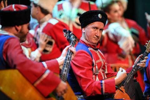 NOVOSIBIRSK, RUSSIA - NOVEMBER 4, 2017: The Kuban Cossack Choir perform at Arnold Kats Concert Hall during the 2017 Art Night Festival as Russia celebrates the Day of National Unity. Kirill Kukhmar TASS  TS067EB7