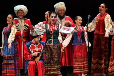 NOVOSIBIRSK, RUSSIA - NOVEMBER 4, 2017: The Kuban Cossack Choir perform at Arnold Kats Concert Hall during the 2017 Art Night Festival as Russia celebrates the Day of National Unity. Kirill Kukhmar TASS  TS067EB5