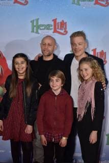 rear Jürgen Vogel l r and Michael Mittermeier before Hila Claudio Magno and Hedda Erlebach posing at 05 11 2017 in Cologne at the Premiere the Movie Witch Lila saves Christmas