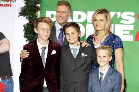 will Ferrell with his Wife Viveca Paulin and theirs Children Magnus Mattias and Axel at the Daddy S Home 2 Film Premiere at 5 11 2017 in Los Angeles Daddy S Home 2 Film premiere in Los Angeles 2017
