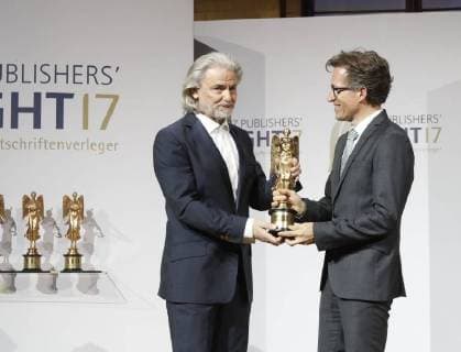 Dr Hermann Bühlbecker Sole owner Lambertz Preistraeger Markus Mosa Edeka at Publisher S Night 2017 in the Telekom Hauptstadtrepraesentanz Berlin