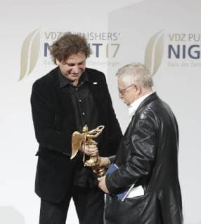Laudator Dr Ilko Sascha Kowalczuk Preistraeger Wolf Biermann at Publisher S Night 2017 in the Telekom Hauptstadtrepraesentanz Berlin