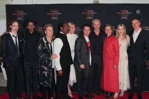 November 7, 2017 - Brooklyn, NY, U.S. - Brooklyn, N.Y. November 7, 2017 : Caleb Landry Jones, Darrell Britt Gibson, Sandy Martin, Clarke Peters, Abbie Cornish, Sam Rockwell, Director Martin McDonagh, Frances McDormand, Kathryn Newton and composer Graham Broadbent attend the premiere of Three Billboards Outside Ebbing, Missouri at BAM Brooklyn U.S. - ZUMAs49_ 20171107_zaf_s49_010 Copyright: xRahavxSegevx