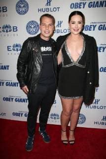 LOS ANGELES CA NOVEMBER 7 Shepard Fairey Beau Dunn at Photo Op For Hulu s Obey Giant at the The Theatre at Ace Hotel in Los Angeles California on November 7 2017 Copyright: xFayexSadoux