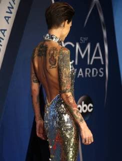 Ruby Rose walks the red carpet as she arrives for the 51st Annual Country Music Association Awards on November 8, 2017 at the Bridgestone Arena in Nashville.  NAS20171108143 JOHNxSOMMERSxII