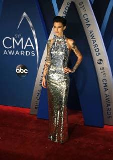 Ruby Rose walks the red carpet as she arrives for the 51st Annual Country Music Association Awards on November 8, 2017 at the Bridgestone Arena in Nashville.  NAS20171108147 JOHNxSOMMERSxII