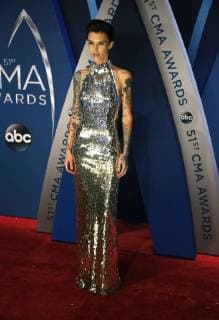 Ruby Rose walks the red carpet as she arrives for the 51st Annual Country Music Association Awards on November 8, 2017 at the Bridgestone Arena in Nashville.  NAS20171108149 JOHNxSOMMERSxII