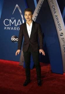 Hunter Hays walks the red carpet as he arrives for the 51st Annual Country Music Association Awards on November 8, 2017 at the Bridgestone Arena in Nashville.  NAS20171108170 JOHNxSOMMERSxII