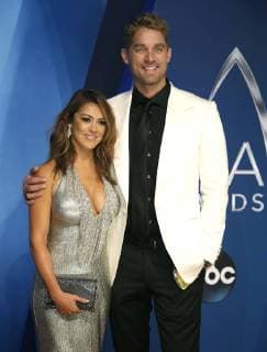 Brett Young arrives with a guest to the 51st Annual Country Music Association Awards on November 8, 2017 at the Bridgestone Arena in Nashville.  NAS20171108193 JOHNxSOMMERSxII