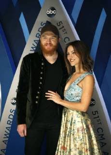 Eric Paslay and Natalie Harker arrive to the 51st Annual Country Music Association Awards on November 8, 2017 at the Bridgestone Arena in Nashville.  NAS20171108202 JOHNxSOMMERSxII
