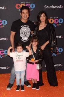 LOS ANGELES CA NOVEMBER 08 Mario Lopez Dominic Lopez Gia Lopez and Courtney Mazza arriving at Disney Pixar s Coco premiere at El Capitan Theatre on November 8 2017 in Los Angeles California Copyright: xDavidxEdwardsx