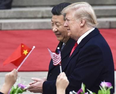 Welcome ceremony for Trump U.S. President Donald Trump (R) and Chinese President Xi Jinping attend a welcome ceremony for Trump at the Great Hall of the People in Beijing on Nov. 9, 2017. 