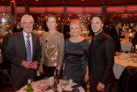 Palazzo Premiere in Stuttgart the Dinner Show Palazzo is with the New Program Curiosities in the 14 Season from left FDP Politicians Ulrich Goll with Woman Marcel Katz and Mary Princess from Saxony Altenburg Copyright: 7visuals.comx xOskarxEyb