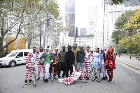 Models stand near Central Park at The Pirelli 2018 Calendar by Tim Walker Press Conference on November 10, 2017 in New York City. The Pirelli 2018 Calendar was shot by iconic photographer Tim Walker through the fantastical lense of Lewis Carroll s Alice s Adventures in Wonderland.  NYP20171110132 JOHNxANGELILLO