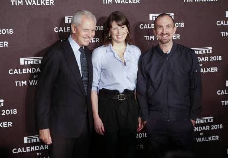 Pirelli CEO Marco Tronchetti Provera, Shona Heath and Tim Walker arrive on the red carpet at The Pirelli 2018 Calendar by Tim Walker Press Conference on November 10, 2017 in New York City. The Pirelli 2018 Calendar was shot by iconic photographer Tim Walker through the fantastical lense of Lewis Carroll s Alice s Adventures in Wonderland.  NYP20171110135 JOHNxANGELILLO