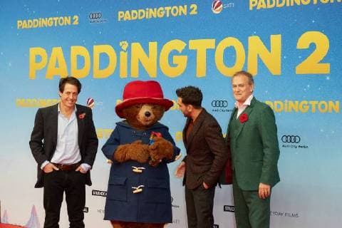 Hugh Grant Elyas M Barek and Hugh Bonneville German premiere from Paddington 2 in Berlin at 12 11 2017 Premiere Paddington 2