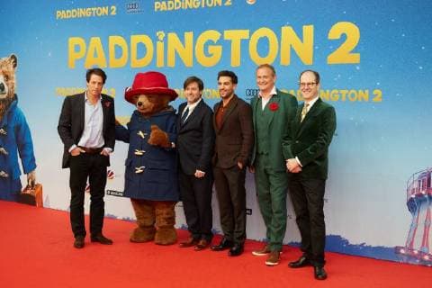Hugh Grant Director Paul King Elyas M Barek Hugh Bonneville and the British Ambassador in Germany Sebastian Wood German premiere from Paddington 2 in Berlin at 12 11 2017 Premiere Paddington 2