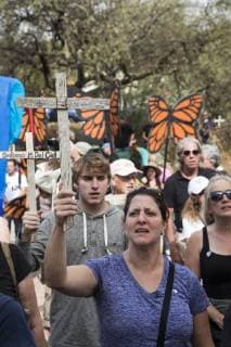 November 12, 2017 - Nogales, Arizona, U.S. - Nogales, Arizona USA - 12 November 2017 - A rally held on both sides of the U.S.-Mexico border fence remembers migrants who have died trying to cross the border. The rally was organized by the School of the Americas Watch, a group of religious and community activists. Nogales U.S. - ZUMAw66_ 20171112_zaf_w66_007 Copyright: xJimxWestx