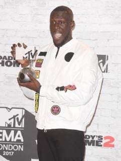 British singer Stormzy attends the press room of MTV European Music Awards at the SSE Arena in London on November 12, 2017.  LON20171112164 RUNExHELLESTAD