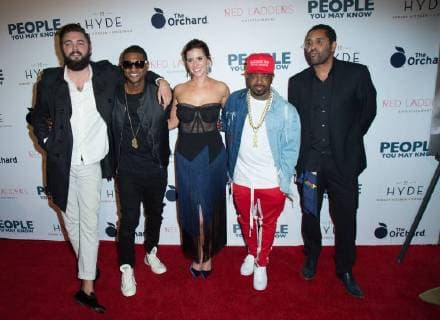 Nick Thune, Usher Raymond IV, Kaily Smith Westbrook, Jermaine Dupri, and a guest attend the premiere of The Orchard s People You May Know at the Pacific Theatres The Grove on November 13, 2017 in Los Angeles, California USA 2017 The premiere of The Orchard s People You May Know at the Pacific Theatres The Grove in Los Angeles, California  Copyright: xMSUxStudiox